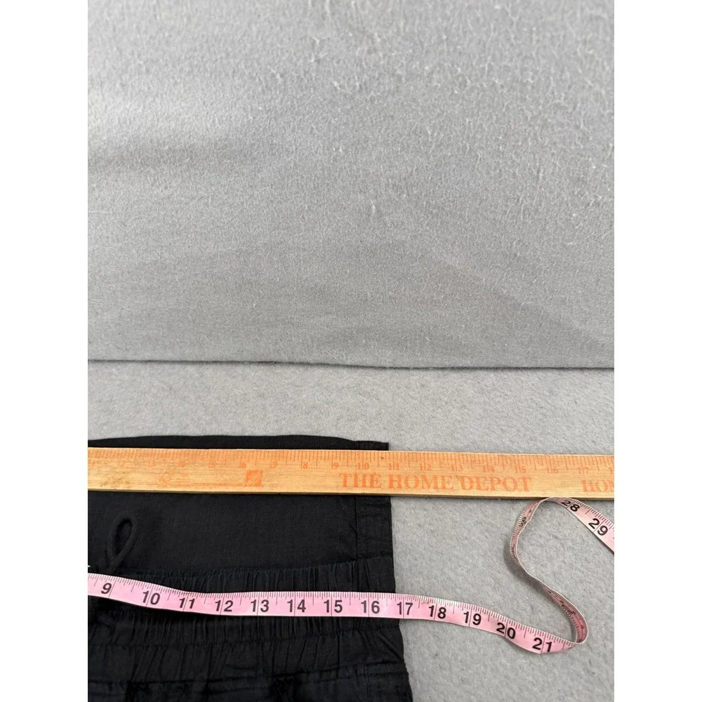 Quince Pants Women L Black 100% European Linen Wide Leg Coastal Minimalist Chic